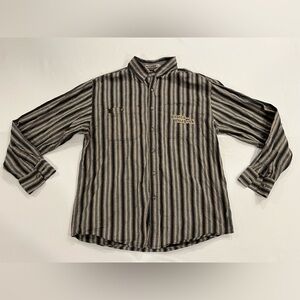 Vintage Harley Davidson Long Sleeve Button Up Shirt Large Embroidered Striped